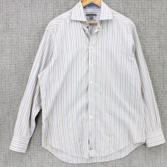Johnston & Murphy Shirt Mens Large L Multicolor Striped Button Down Collared - Picture 1 of 8